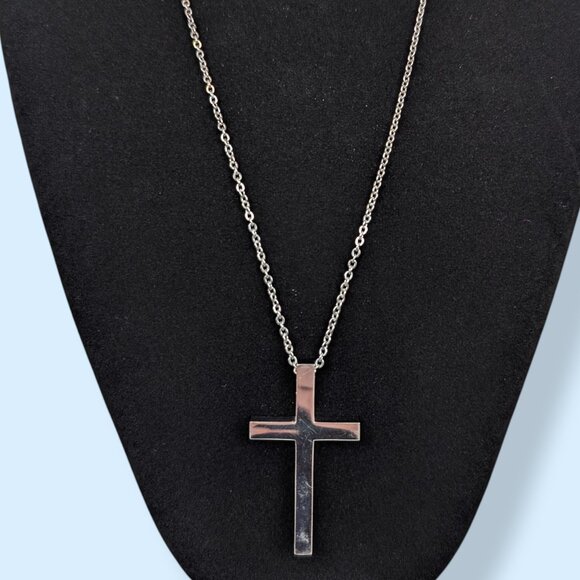 Thick Metal Cross Pendant Necklace - Picture 2 of 6